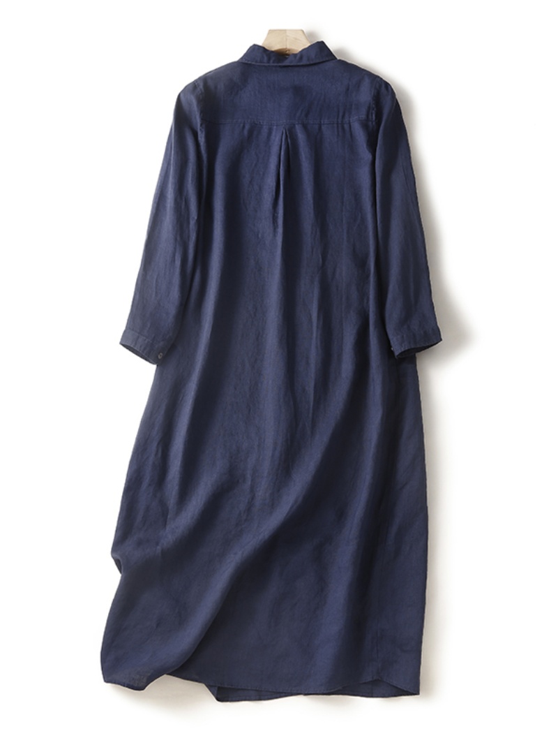Льняное хлопковое платье-рубаш – обзор и цена Casual Loose Linen Shirt Dress