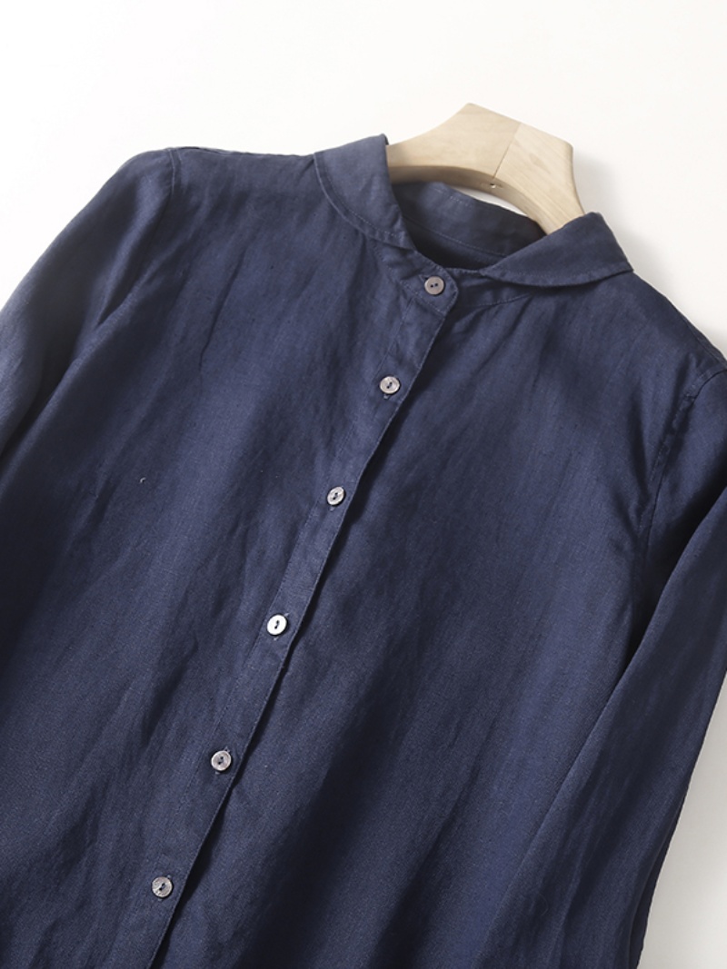 Льняное хлопковое платье-рубаш – обзор и цена Casual Loose Linen Shirt Dress